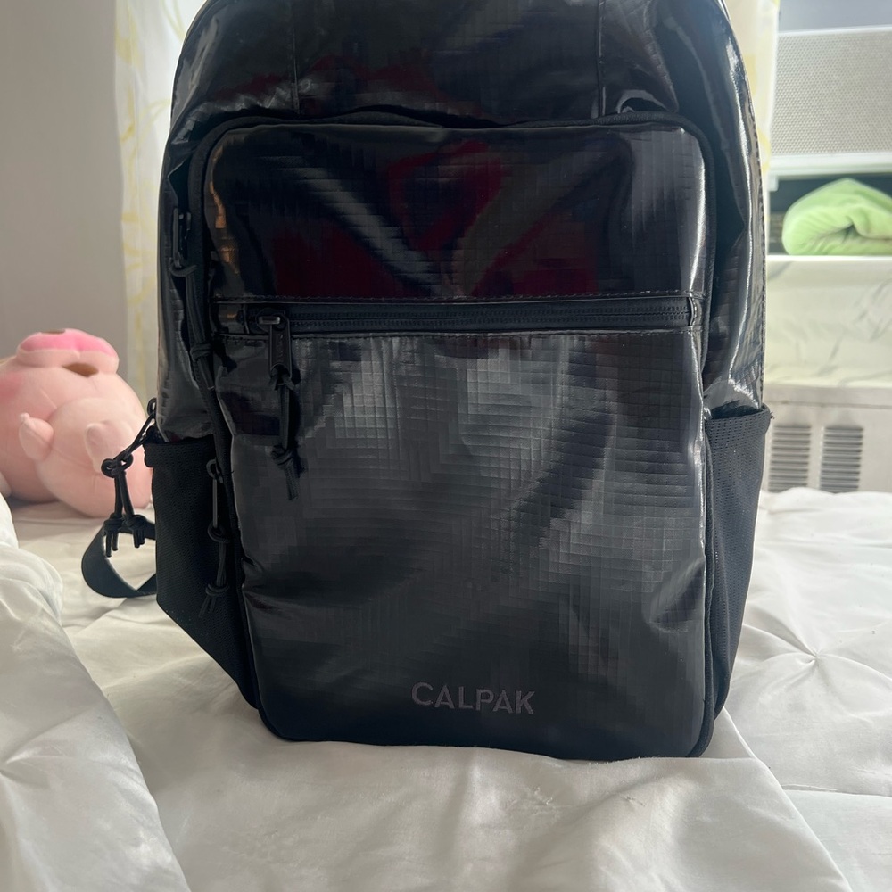 Calpak Glossy Black Men's Backpack.
Used 2X, in great condition